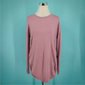 Athleta Size Medium M Pink Drishti Ruched Crew Neck Long Sleeve Sweatshirt